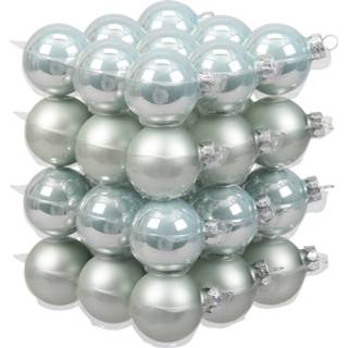 👉 Kerstbal tgroen grijs glans 72x Stuks Glazen Kerstballen Mintgroen (Oyster Grey) 4 Cm Mat/glans - 8720576299920