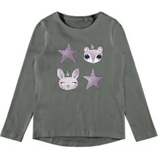 👉 Shirt katoen mix meisjes groen babymode donkergroen Name it Lange Mouw Nmfvix Agave Green 5715207626995