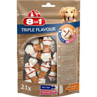 👉 8in1 Delights Kauwknook Triple Flavour - Hondensnacks - Kip Varken Rund 294 g 21 stuks Xs