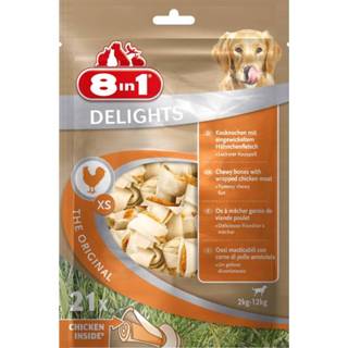 👉 Honden snack XSmall 8in1 Delights Kauwknook - Hondensnacks Kip 21x12 g 21 stuks 4048422102533