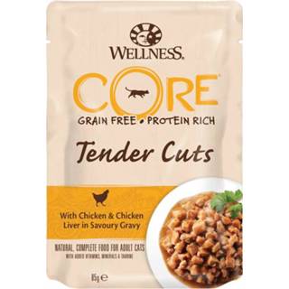 👉 Katten voer Wellness Core Tender Cuts 85 g - Kattenvoer Kip&Kippenlever 76344116608