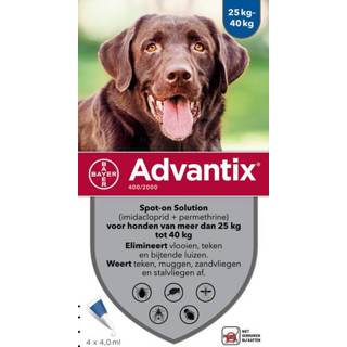 👉 Advantix Spot On 400 4 ml - Anti vlooien en tekenmiddel - 4 pip 25-40 Kg