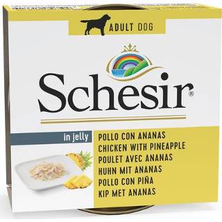 👉 Schesir Hond Blik Gelei 150 g - Hondenvoer - Kip&Ananas
