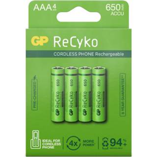 👉 GP Batteries Oplaadbaar ReCyko NiMH AAA (12065AAAHCE-C4), 4 stuks 650 mAh, 1.2V 4891199210570