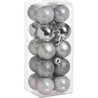 👉 Kerstbal active kunststof zilver 20x stuks kleine kerstballen 3 cm mat/glans/glitter