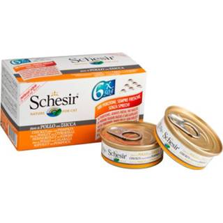 👉 Schesir Kat Mp Blik Gekookt 6x50 g - Kattenvoer - Kipfilet&Pompoen