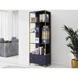 👉 Boekenkast blauw CLAUDIO 1 lade 4 legplanken 5400943210675