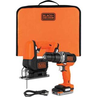 👉 Decoupeerzag BLACK+DECKER 12 V 2-delige kit: Slagwerkboor + decoupeerzaag BDCK122S1S-XJ Accu inbegrepen 5035048678893