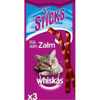 👉 Katten snack Whiskas Sticks 18 g - Kattensnack Zalm 4008429123610 4008429123597