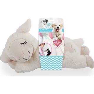 👉 All For Paws Little Buddy Heart Beat Sheep - Hondenspeelgoed - 44x38x14 cm Wit