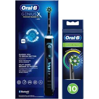 👉 Tandenborstel zwart active Oral-B Genius X Midnight Black CrossAction en opzetborstels 10 stuks Pakket 7434950056078