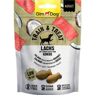 👉 Hondensnack Gimdog Train & Treat 125 g - Hondensnacks Zalm&Kokosnoot 4002064507897 4002064507842