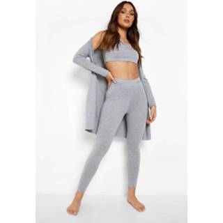 👉 3 Piece Legging And Robe Loungewear Set, Grey Marl