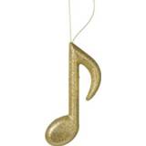 👉 Kerstversiering goud gouden kunststof 1x muzieknoot hangdecoratie 14 cm