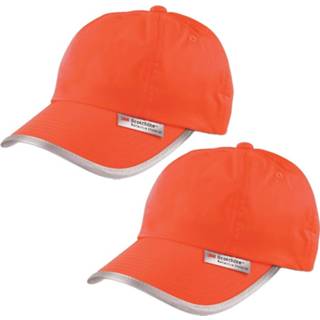👉 Baseball cap oranje kunststof volwassenen 2x stuks reflecterende lichtgevende cap/pet