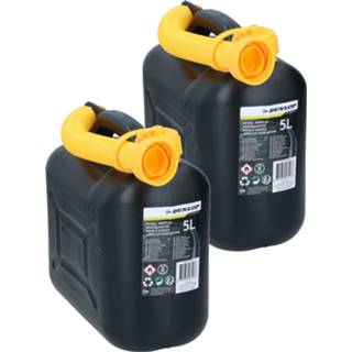 👉 Jerrycan zwart kunststof 2x stuks jerrycan/benzinetank 5 liter van met trechter