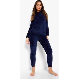 👉 Fleece Dames Hoodie En Joggingbroek Set, Navy