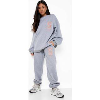 👉 Petite Badstoffen S Trainingspak Met Sweater, Grey Marl