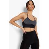 Naadloze Geribbelde Mergel Sportbeha, Black