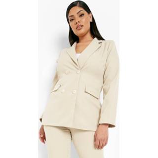 👉 Plus Getailleerde Blazer Met Dubbele Knopen, Stone