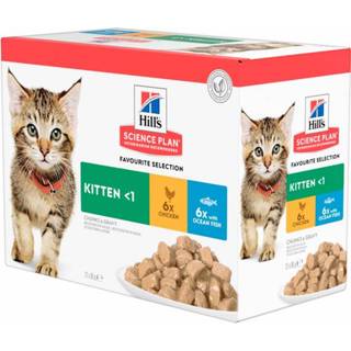 👉 Hill's Feline Maaltijdzakjes Kitten Multipack - Kattenvoer - Mix Mix Zeevis 12x85 g