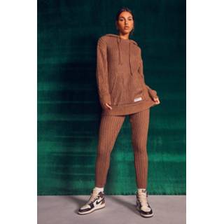 👉 Dikke Gebreide Leggings, Medium Brown
