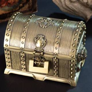 👉 Juwelendoos metalen active Dubbellaagse met slot decoratieve ornamenten, afmeting: 17,5x13,5x12,5cm (brons)