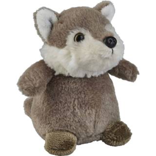 👉 Knuffel grijze pluche kinderen dieren wolf 12 cm