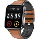 👉 E86 1,7 inch TFT-kleurenscherm IP68 waterdicht smartwatch, ondersteuning voor bloedzuurstofbewaking / lichaamstemperatuurbewaking / AI medische diagnose, stijl: lederen band (bruin)