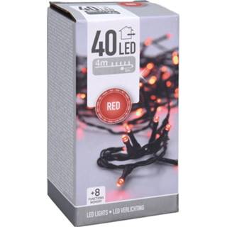 👉 Kerstverlichting rode rood kunststof active Kerstverlichting/feestverlichting lichtsnoeren 40 LED lampjes buiten 4 meter