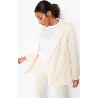 👉 Getailleerde Monochrome Blazer Met Contrasterende Knopen, Ecru