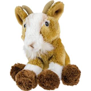 👉 Knuffel multi pluche kinderen dieren zittende geit 15 cm