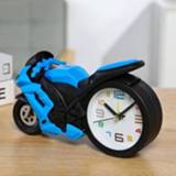 👉 Motorfiet blauwe active kinderen Motorfiets Wekker Ornamenten Creatieve Kind Cadeau Klok (Blauwe Motorsport)