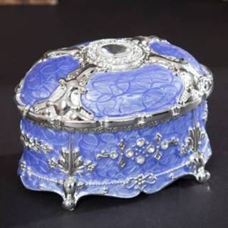 👉 Opbergdoos paars metalen diamanten zilveren active Ovale Sieraden Verjaardag Huwelijkscadeau, Maat: 8.5x6x6cm (Zilveren Rand Paars)