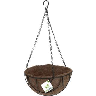 👉 Hanging basket zwart metalen / plantenbak met ketting 25 cm - hangende bloemen