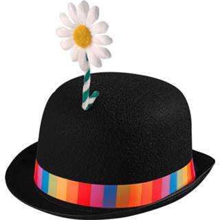 👉 Bolhoed zwarte vilt active met bloemen 8003558251018