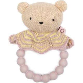 👉 Rammelaar geel rose Soft Smallstuff Bear Met Bijtring / Yellow 5712352087602