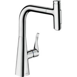 👉 Chroom Hansgrohe Metris Select M71 2-gats ééngreeps keukenmengkraan met draaibare, uittrekbare uitloop en sBox 32 cm, 4059625176160