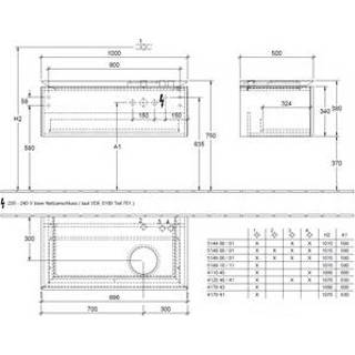 👉 Wastafelonderbouwkast eiken Villeroy & Boch Legato m. 1 lade v. opzetwastafel rechts 100x50x38cm grafiet 4051202895396