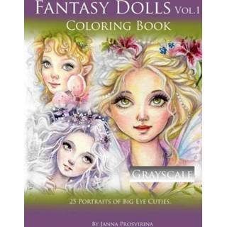 👉 Engels Fantasy Dolls Vol.1 Coloring Book Grayscale: 25 Portraits of Big Eye Cuties 9780244136352