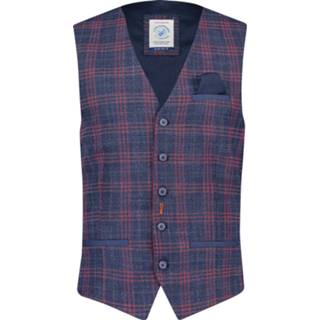 👉 Gilet rood blauw male A Fish Named Fred 23.01.144 waistcoat red/blue -