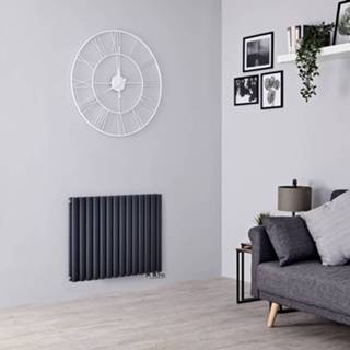 👉 Design radiatoren antraciet Designradiator Horizontaal Onderaansluitingen 63,5cm x 82,6cm 7,8cm (Dubbelpaneel) 1461 Watt | Revive Caldae 5051752582592