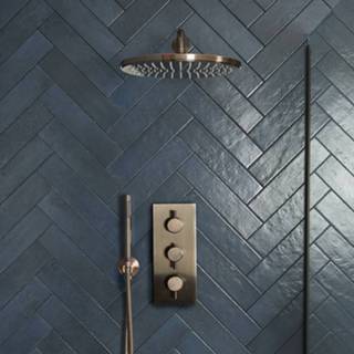 👉 Douche kraan Doucheset - 2-Weg Thermostatische Douchekraan, 30cm Ronde Douchekop en Handdouche Geborsteld Koper | Amara 5051752959004