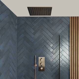 👉 Douche kraan Doucheset - 2-Weg Thermostatische Douchekraan, 40x40cm Verzonken Plafond Douchekop en Handdouche Geborsteld Koper | Amara 5051752959011