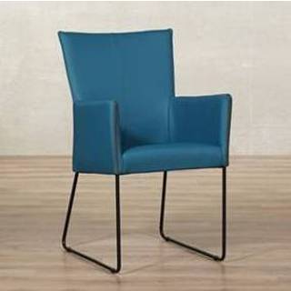 👉 Leren eetkamerstoel turkoois leer mate met armleuning turquoise, turquoise leer, keukenstoelen 8719128968629