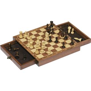 👉 Schaakbord houten Magnetisch Met Schaakstukken En Lades 25 X Cm - Denkspellen 8720576695326