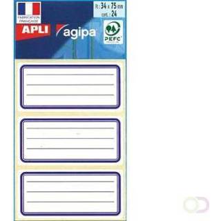 👉 Etiket active blauwe Agipa schooletiketten ft 75 x 34 mm (b h), 24 etiketten per etui, rand, gelijnd 3270241119800