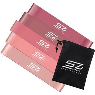 Fitnesselastiek roze Fitness Elastiek - Senz Sports Set van 5 weerstandsbanden incl. opbergzak 8718627095133