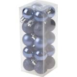 👉 Kerstbal active blauw kunststof 20x stuks kleine kerstballen donkerblauw 3 cm