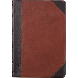 👉 Toffee leather large engels KJV Print Thinline Bible Two-Tone Merlot/Toffee Full Grain 9781432133931